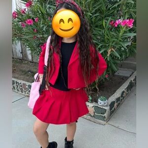 Stylish Red Kids Jacket and Skirt Set